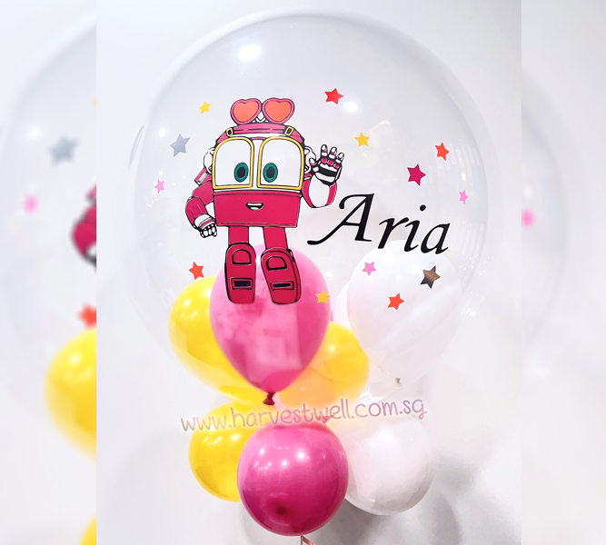 Personalised Robot Trains Selly Birthday Theme Bubble Balloon